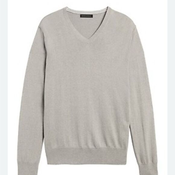 Banana Republic luxe blend size large Men's Gray V-Neck Sweater premium - Picture 1 of 7